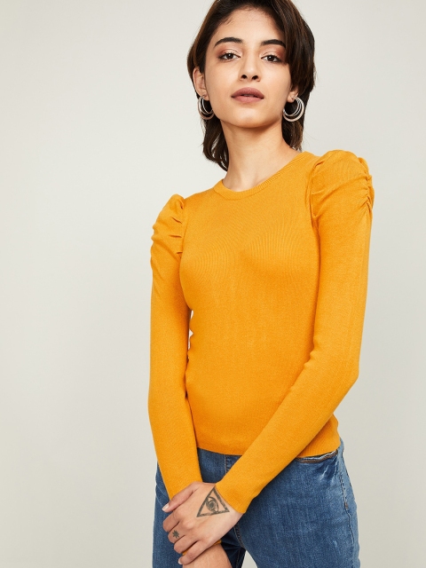 

Ginger by Lifestyle Women Mustard Yellow Solid Top