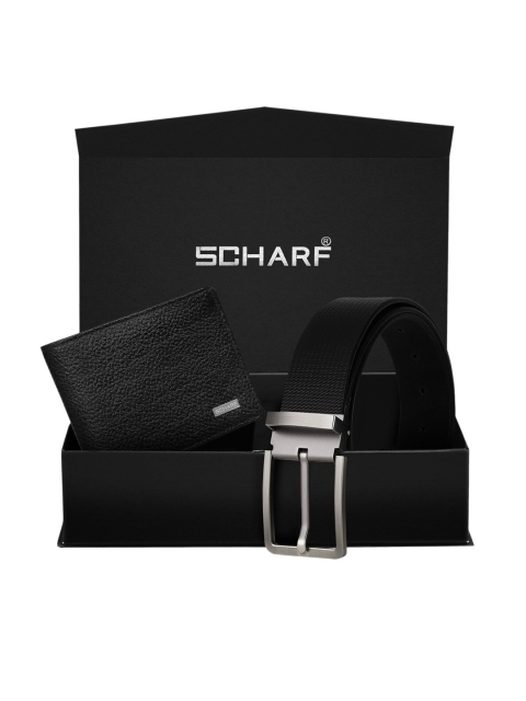 

SCHARF Men Black Genuine Leather Formal Belt & Wallet Gift Set