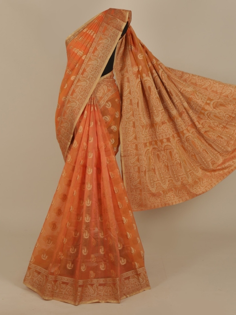 

Pothys Orange Woven Design Cotton Blend Saree