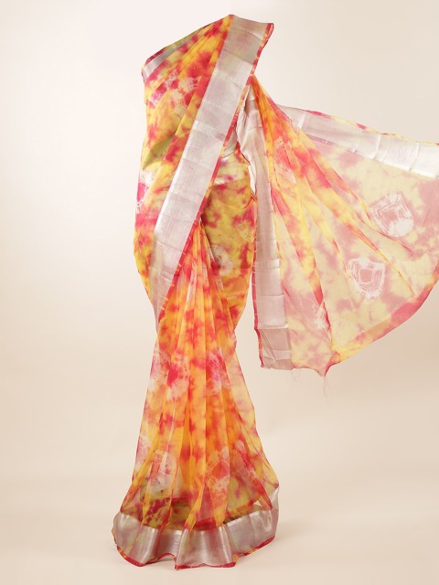 

Pothys Yellow & Orange Supernet Dyed Saree