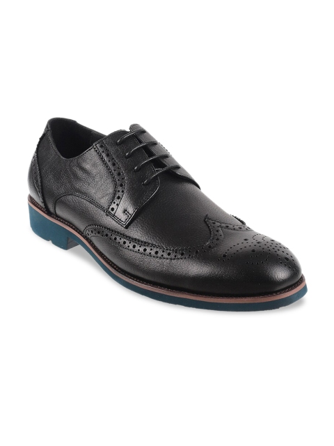 

DAVINCHI Men Black Textured Formal Leather Brogues