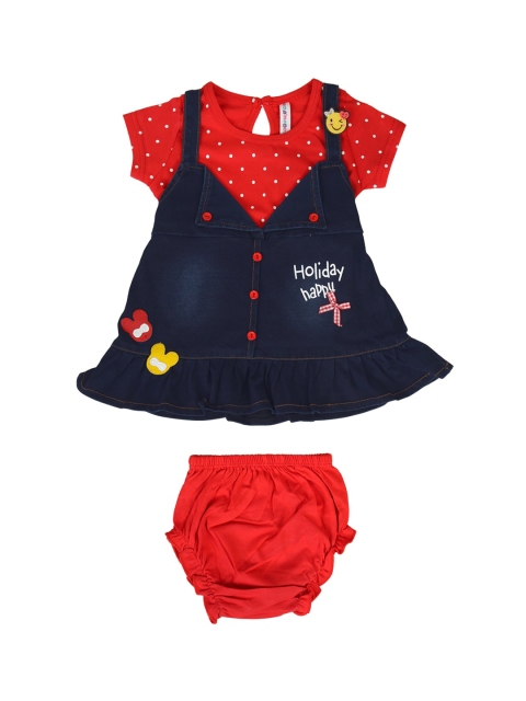 

Babys Day Girls Navy Blue & Red Printed Top with Shorts