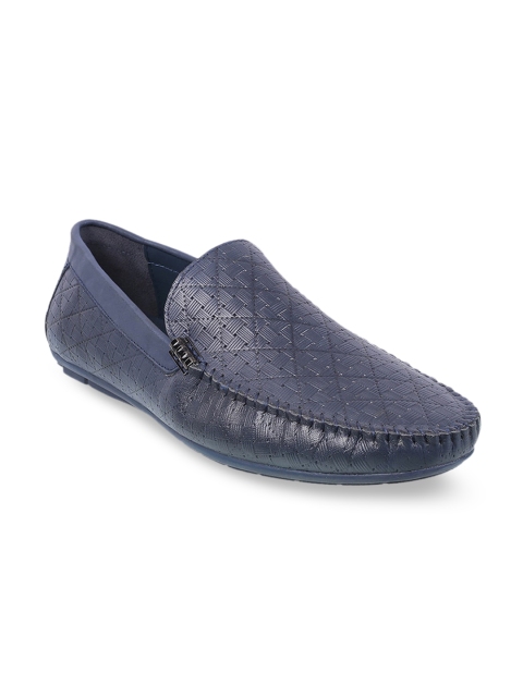 

DAVINCHI Men Blue Textured Leather Loafers