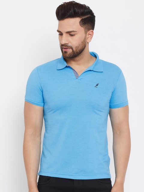 

HARBORNBAY Men Blue Solid Polo Collar T-shirt