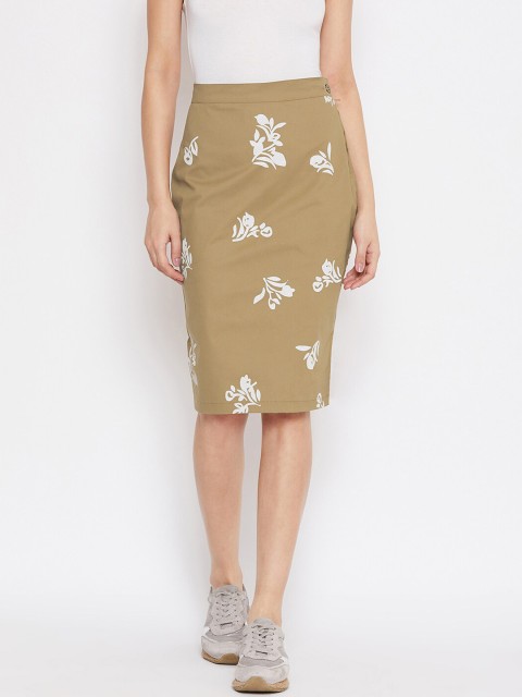 

Rider Republic Women Khaki & White Printed Pencil Skirt