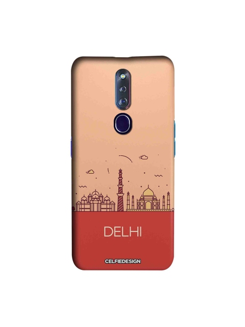 

CelfieDesign Peach-Coloured & Red Delhi skyline Printed Oppo F11 Pro Sustainable Back Cover
