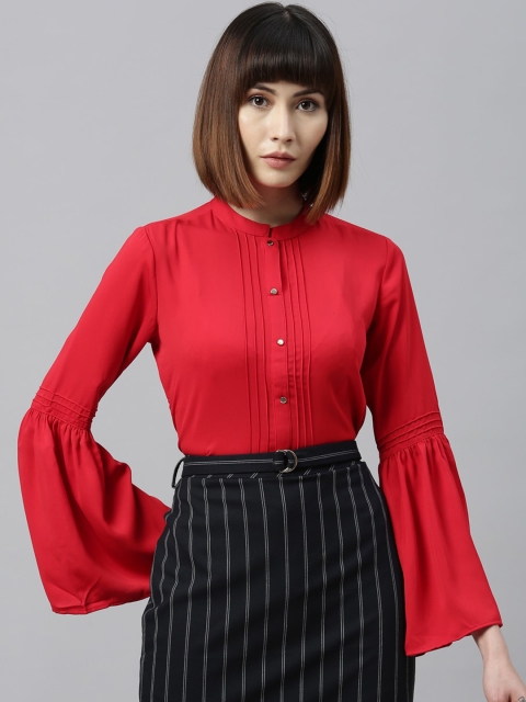 

Park Avenue Woman Red Solid Pleated Top