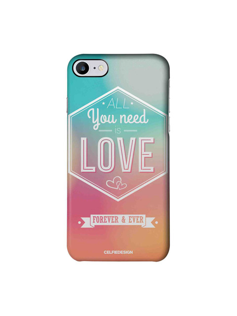 

CelfieDesign Multicoloured All You Need Is Love Macmerise Illustrations Quirky Sustainable Apple iPhone 7 Back Cover, Multi