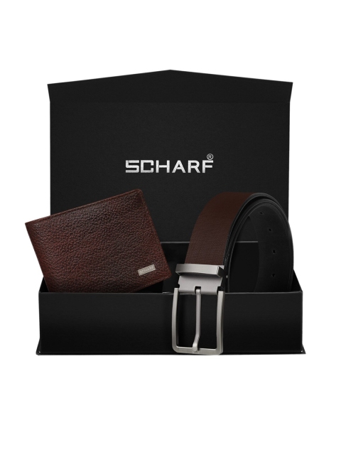 

SCHARF Men Brown Genuine Leather Belt & Wallet Accessory Gift Set