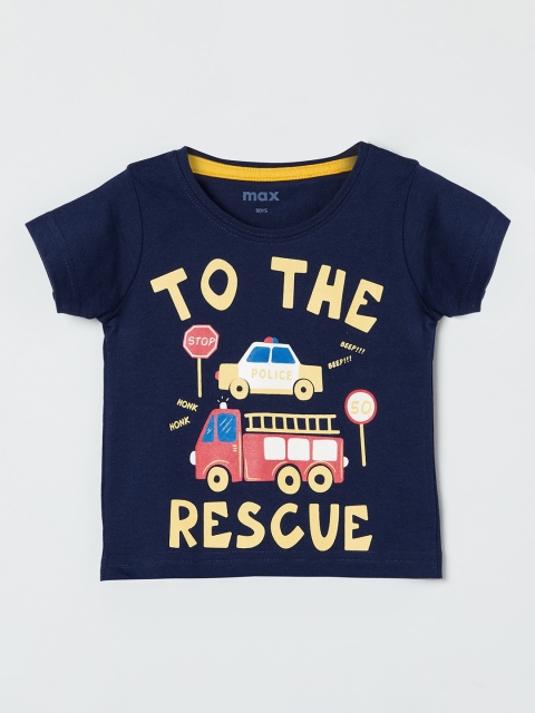 

max Boys Navy Blue T-shirt