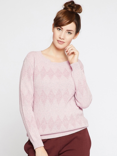 

Carlton London Women Pink Self Design Pullover Sweater