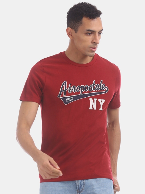 

Aeropostale Men Red Printed Round Neck T-shirt