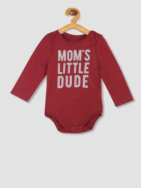

The Childrens Place Infant Girls Red & White Printed Cotton Bodysuit