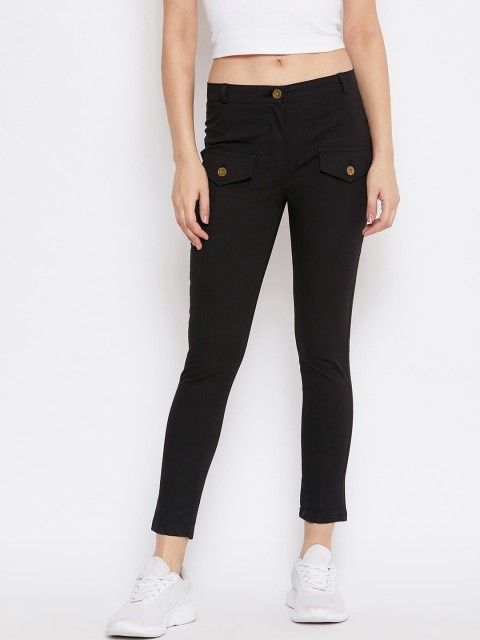 

Rider Republic Women Black Slim Fit Solid Regular Trousers