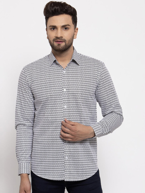 

JAINISH Men Black & White Regular Fit Printed Casual Shirt