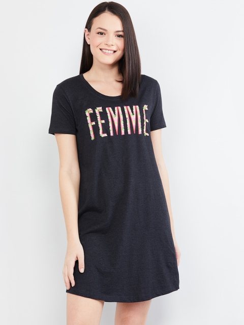 

max Women Grey Printed T-shirt Dress