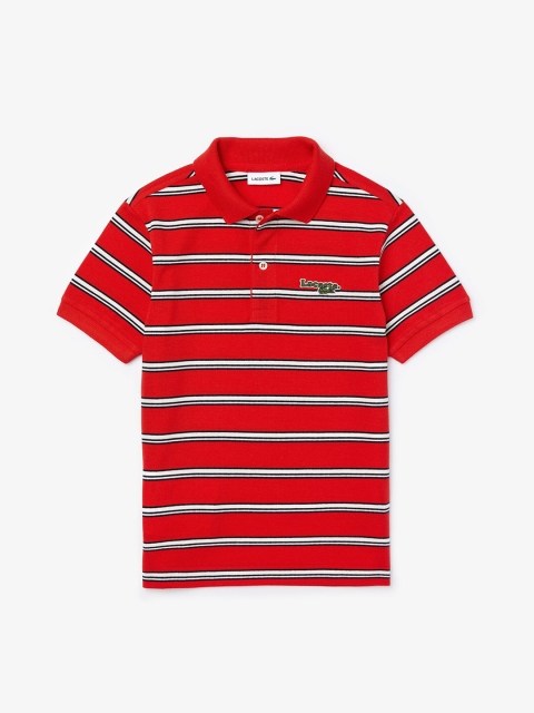 

Lacoste Boys Multicoloured Striped Polo Collar T-shirt, Red