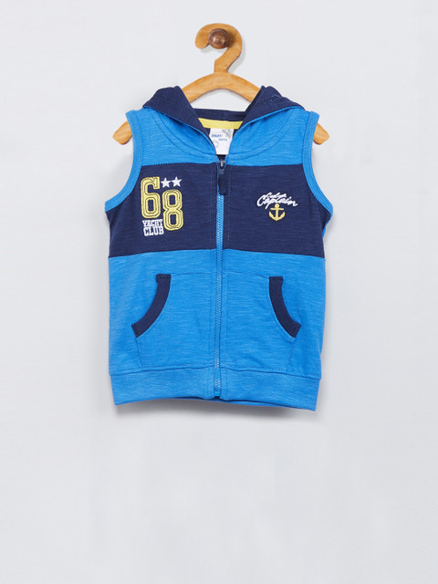 

max Boys Blue Colourblocked Hood T-shirt