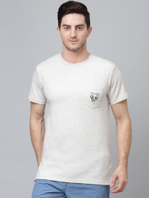 

ASICS Men Off-White Solid Round Neck T-shirt