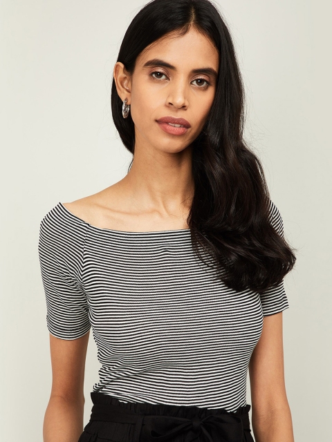 

Ginger by Lifestyle Women Black & White Striped Top