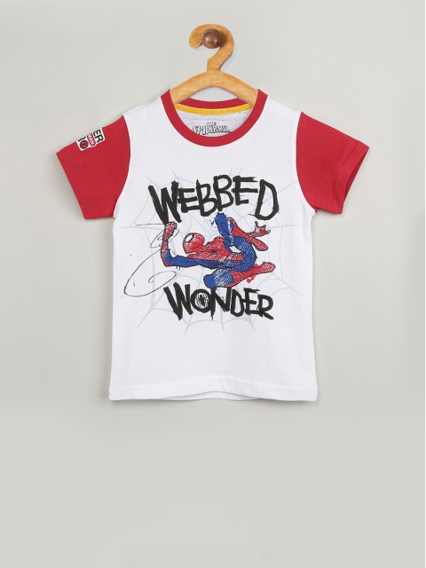 

max Boys White Printed Round Neck T-shirt