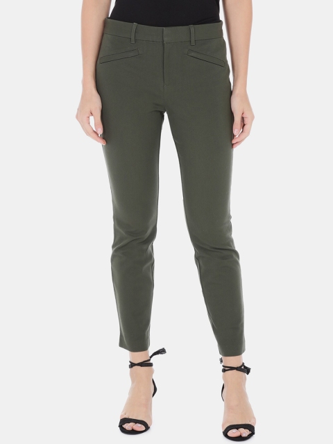 

GAP Women Green Skinny Fit Solid Regular Trousers