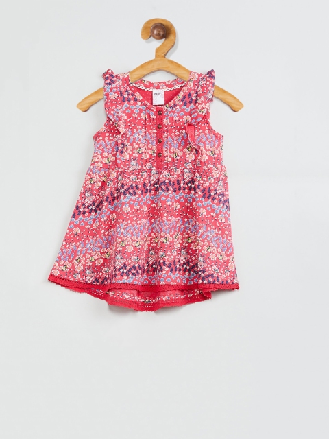 

max Girls Red Printed Round Neck T-shirt