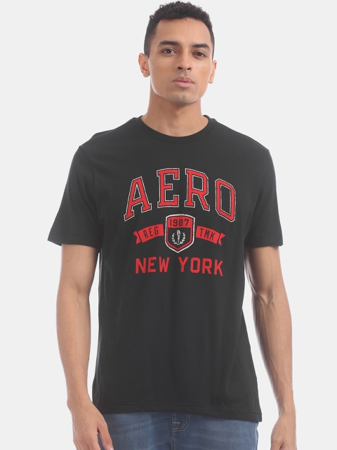 

Aeropostale Men Black Printed Round Neck T-shirt