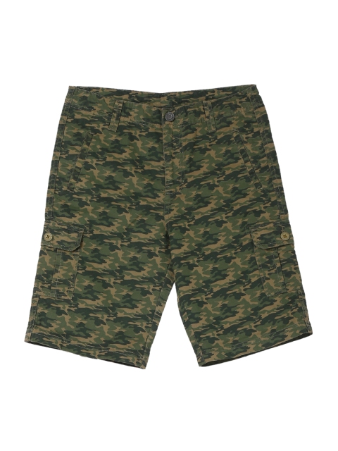 

Cherokee Boys Olive Green & Brown Printed Regular Fit Cargo Shorts