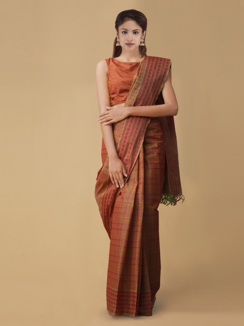 

Unnati Silks Orange Striped Mysore Silk Saree