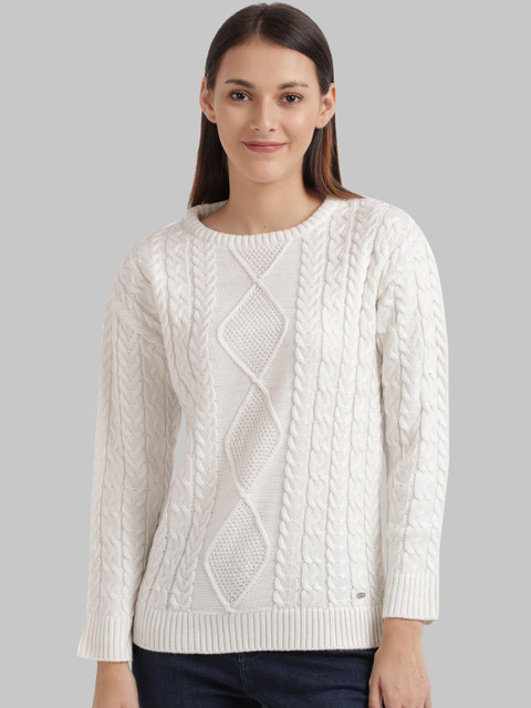 

Parx Women White Self Design Pullover Sweater