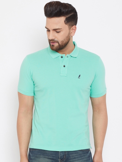 

HARBORNBAY Men Sea Green Solid Polo Collar T-shirt