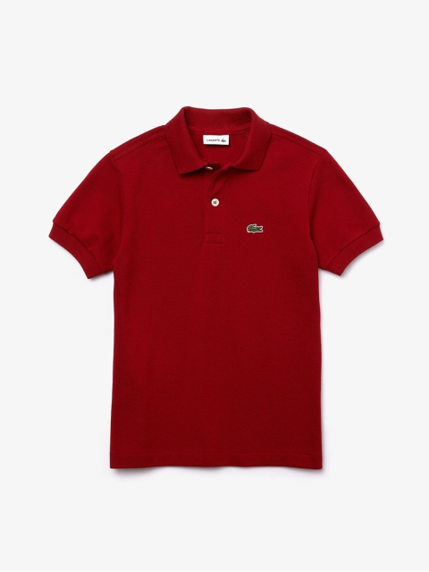 

Lacoste Boys Red Solid Polo Collar T-shirt