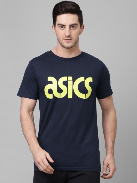 

ASICS Men Navy Blue Printed Round Neck T-shirt