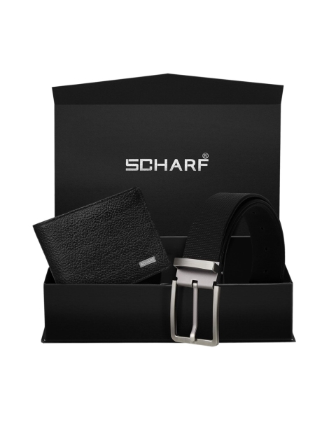 

SCHARF Men Black Genuine Leather Formal Belt & Wallet Gift Set