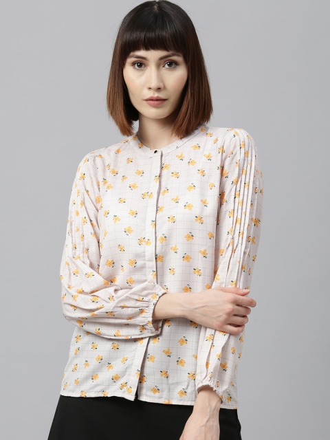 

Park Avenue Woman Women White Printed Shirt Style Top