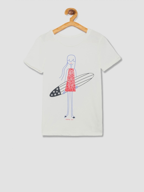 

GAP Girls Off White Embellished Graphic Tee
