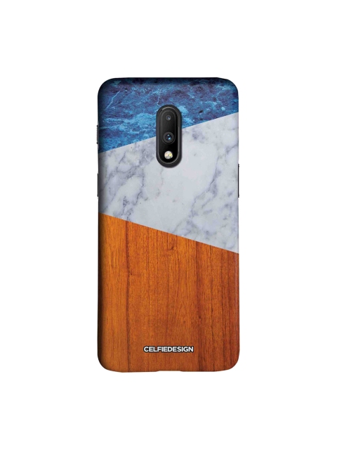

CelfieDesign Multicoloured Blue Marble Wood OnePlus 7 Back Cover, Multi