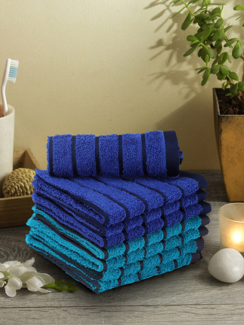 

BIANCA Set of 8 Navy Blue Striped 450 GSM Face Towels
