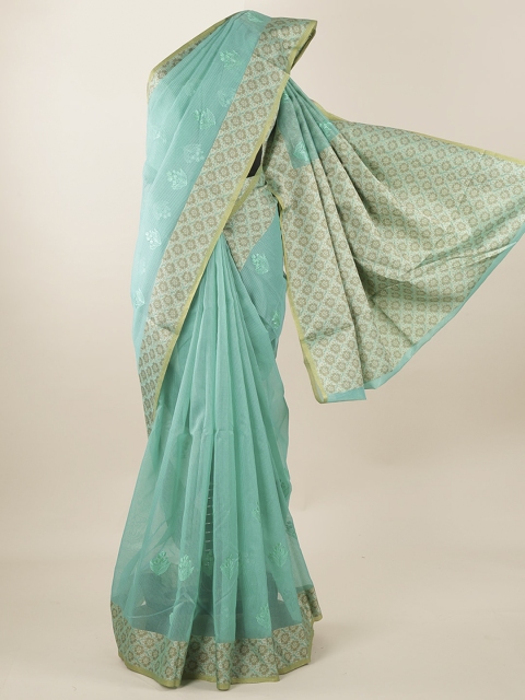 

Pothys Green & Gold-Coloured Cotton Blend Woven Design Saree