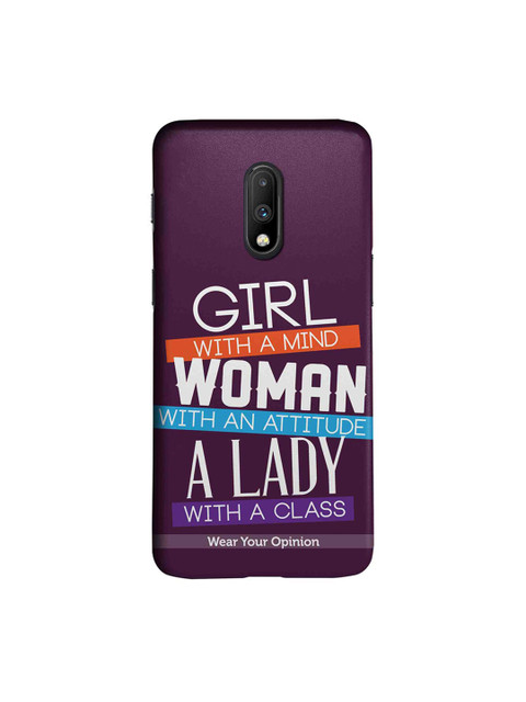

CelfieDesign Girl Woman Lady OnePlus 7 Back Cover Wear Your Opinion, Purple