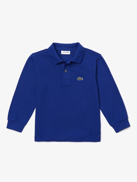 Lacoste Boys Blue Solid Polo Collar T-shirt