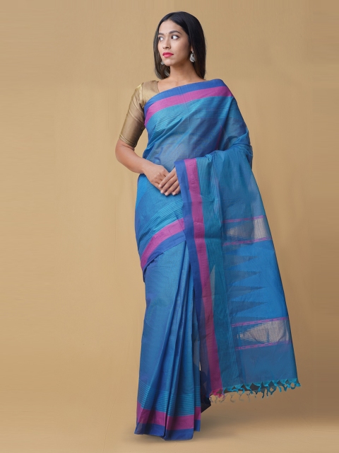 

Unnati Silks Blue Solid Uppada Saree
