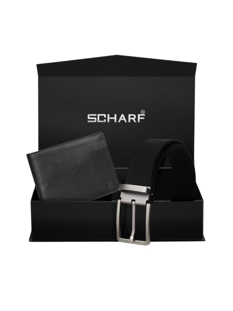 

SCHARF Men Black Genuine Leather Formal Belt & Wallet Gift Set