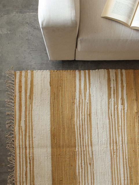 

House This Beige & Off-White Striped Floor Runner Mat