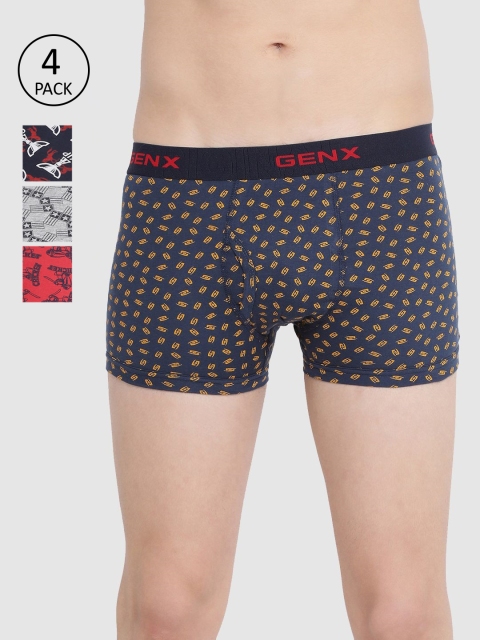 

Genx Men Pack of 4 Assorted Printed Trunks GENX_JAZ_DRW_OE_4PC