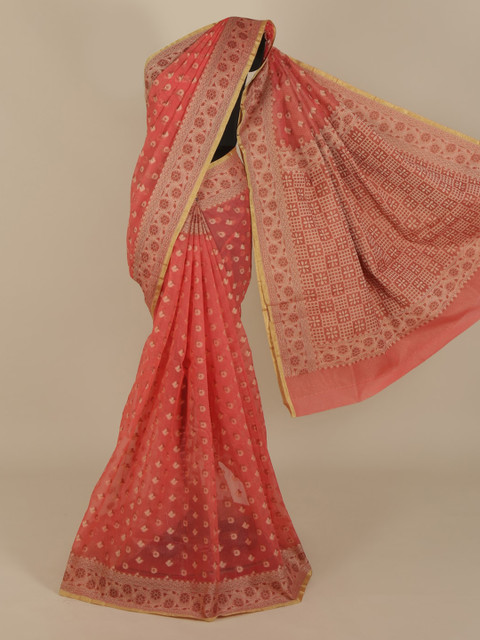 

Pothys Peach-Coloured Woven Design Saree
