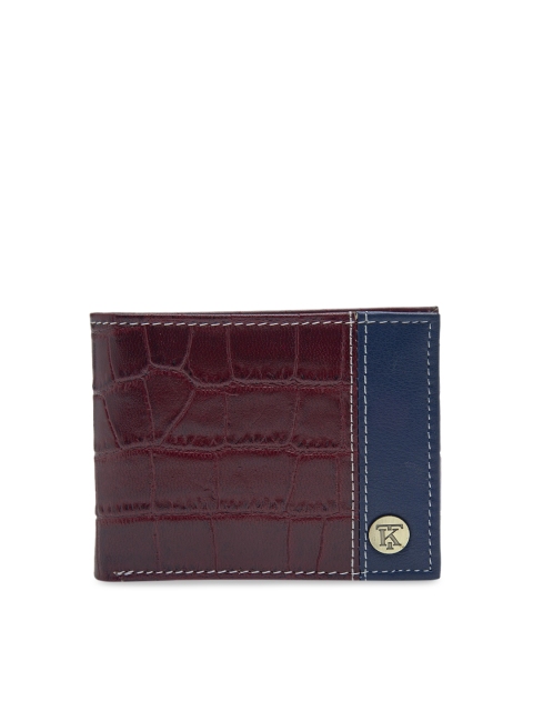 

Teakwood Leathers Unisex Maroon Textured Genuine Leather Bi Fold RFID Two Fold Wallet