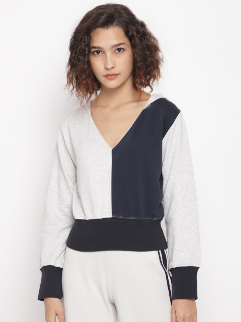 

LA LOFT Women Off-White Colourblocked Sweatshirt