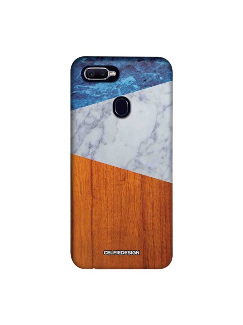 

CelfieDesign Brown & Blue Marble Wood Oppo F9 Pro Back Cover